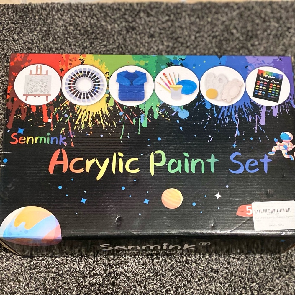 Senmink 52 Piece Acrylic Paint Set For Kids